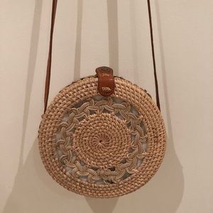 Anthropology woven circle bag